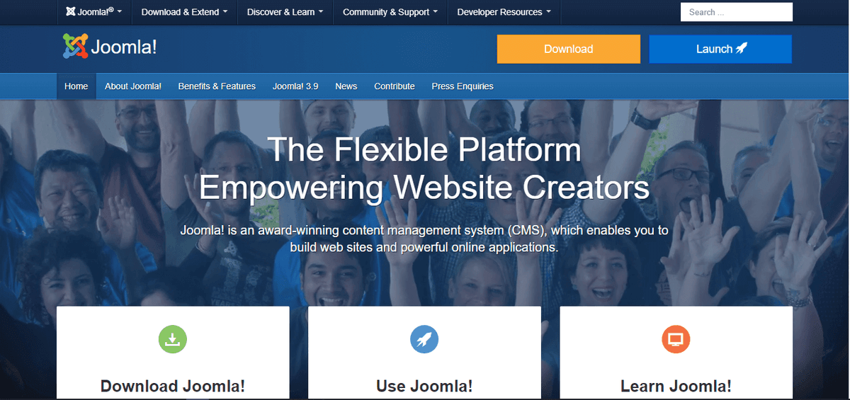 Screenshot of Joomla’s homepage