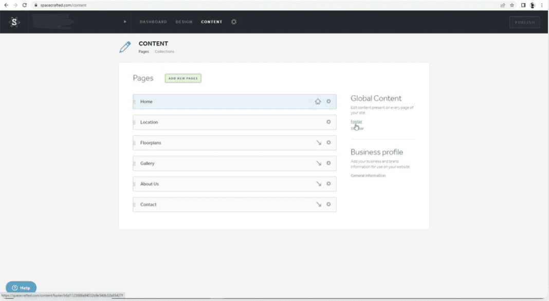 Screenshot of spacecraft dashboard