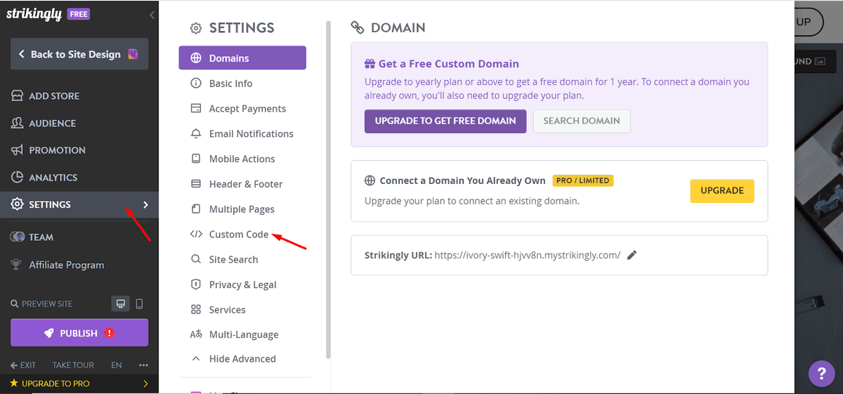 Screenshot of the dashboard